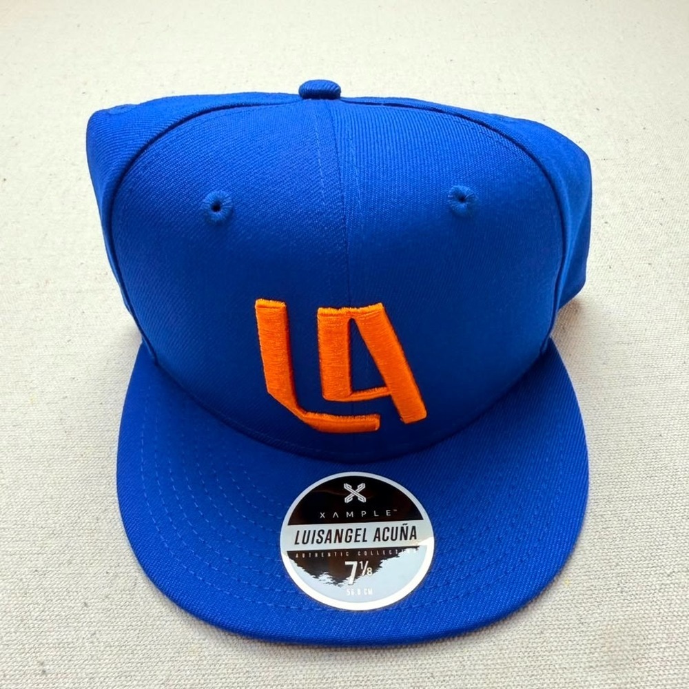Xample Baseball Cap Luisangel Acuña Fitted Blue Orange 7 1/8 New